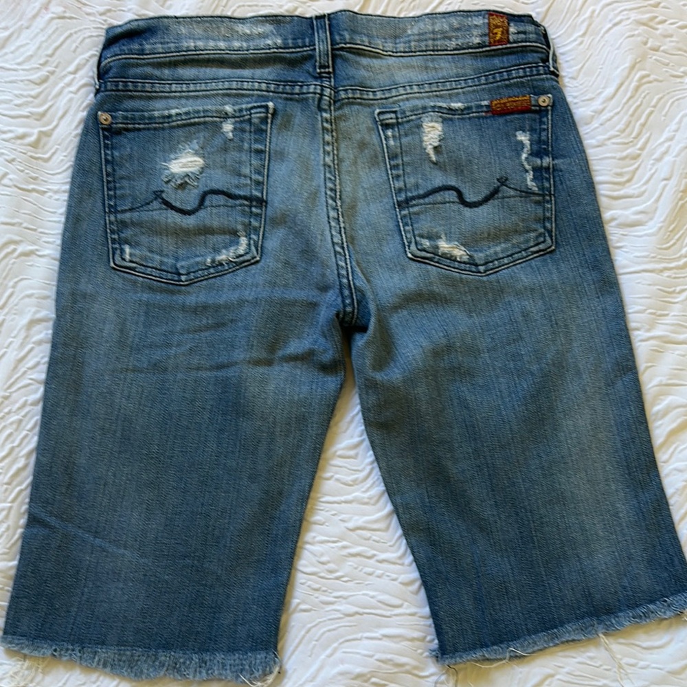 7 for all mankind Distressed Denim Shorts - Picture 2 of 8